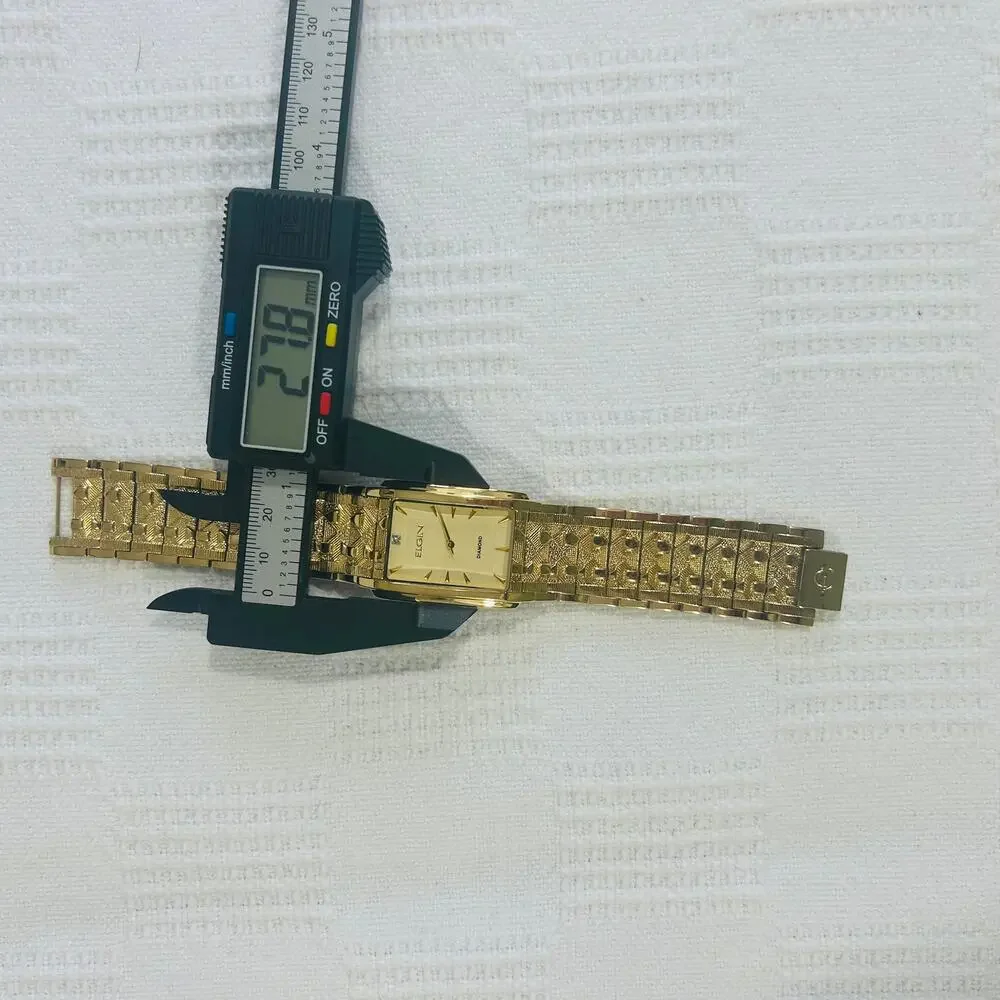 Elgin Ladies Goldtone Diamond Nugget Watch Quartz FG286NB